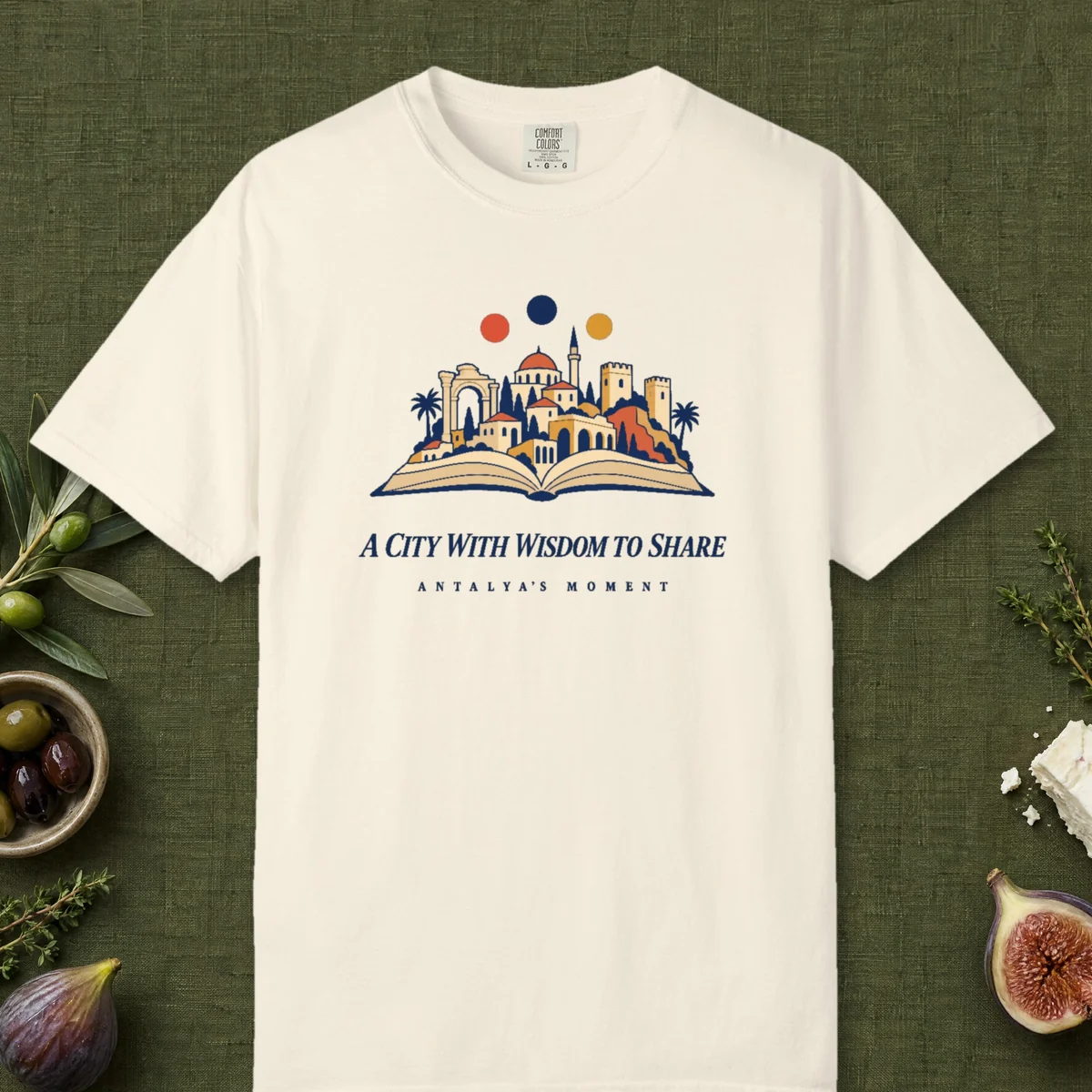 A City with Wisdom to Share Tee in Ivory, front view