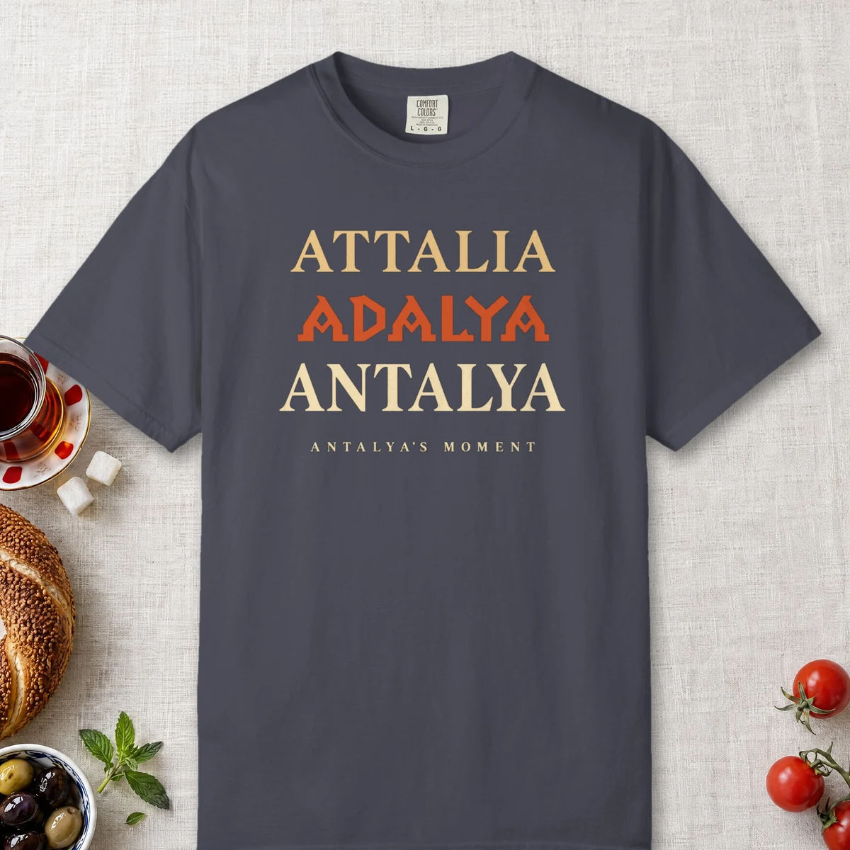 Attalia Adalya Antalya Night Tee in Navy, front view
