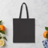 Plain back of the black canvas tote with the Attalia Adalya Antalya Night design, printed on the front only