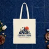 More Than a Venue design on a natural canvas tote, laid flat