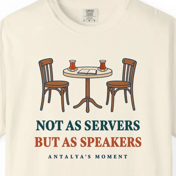 Not as Servers, but as Speakers Tee in Ivory, close-up