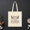 Not as Servers, but as Speakers design on a natural canvas tote, laid flat
