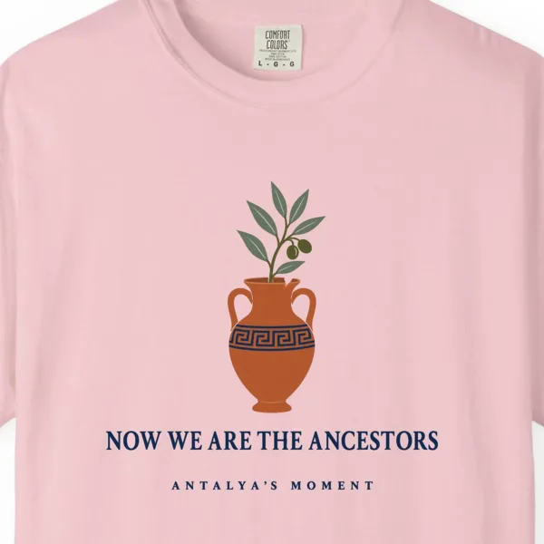 now-we-are-the-ancestors-tee-blossom-chest-v1 Now We Are the Ancestors Tee in Blossom, close-up