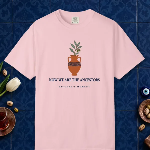 now-we-are-the-ancestors-tee-blossom-front-v1 Now We Are the Ancestors Tee in Blossom, front view